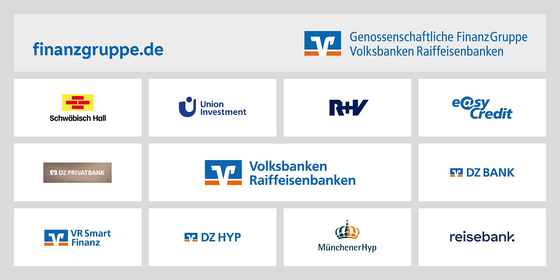 Darstellung der genossenschaltlichen FinanzGruppe mit den Unternehmenslogos